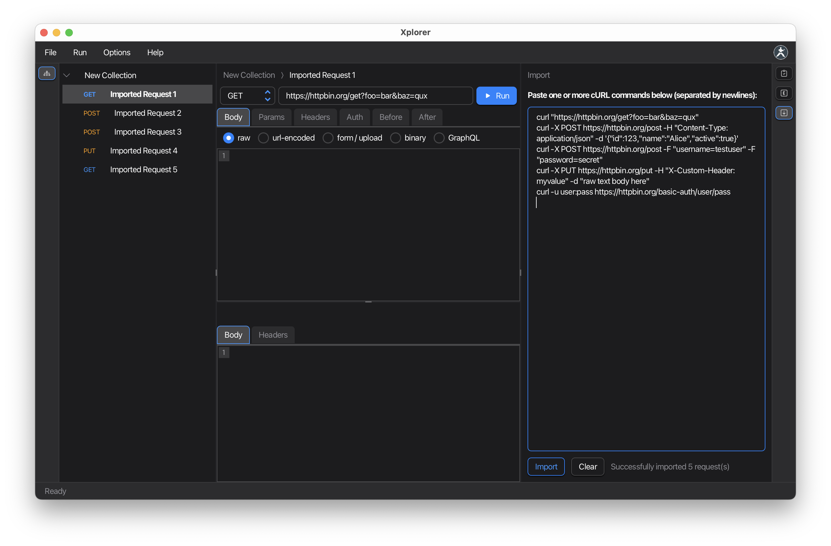 cURL Import Example